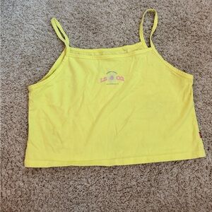 Levi's Yellow Cropped Graphic Tank Top
